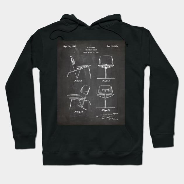 Eames Chair Patent - Designer Modern Design Art - Black Chalkboard Hoodie by patentpress